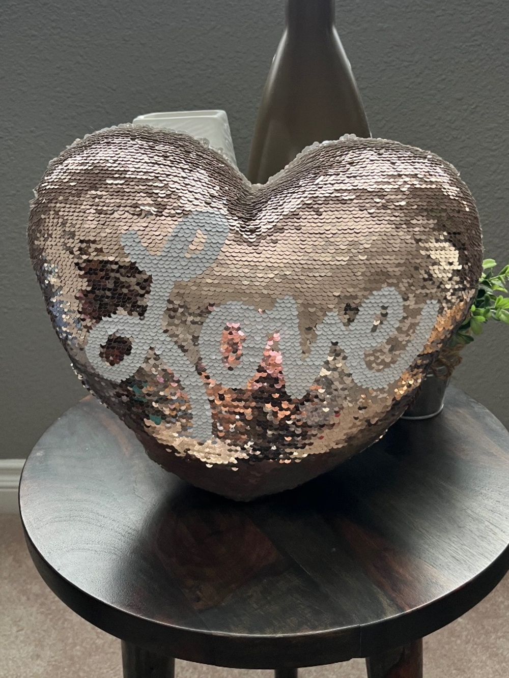 Heart Shaped Reversible Sequin Accent Pillow - Picture 2 of 6